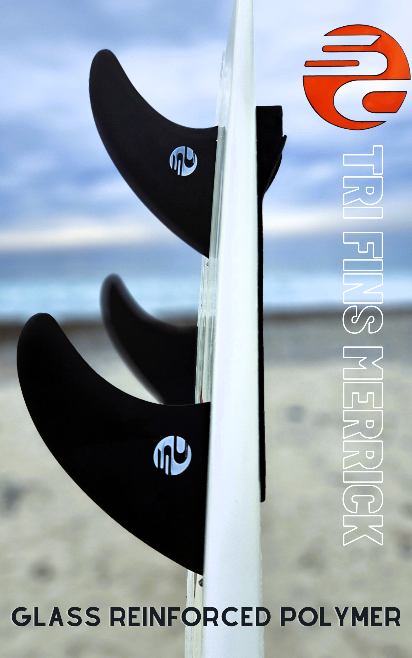 Long Strand Glass Filled Polymer - Single Tab Merrick Tri fins - Medium
